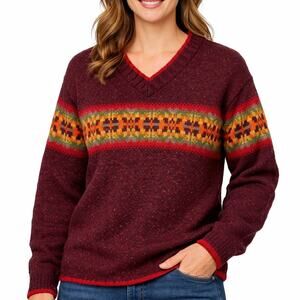 Vintage Eddie Bauer Made in USA Wool Blend Fair Isle Sweater Women’s Size Large